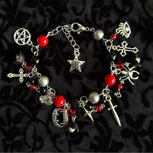 Handmade Grunge Goth Charms Bracelet